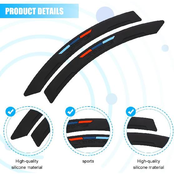 2PCS Car Wheel Tire Eyebrow Strips, Flexible Anti-Collision Sport Vehicle Wheel Arches Edge Lip Trim, Automotive Exterior Tire Fender Flare