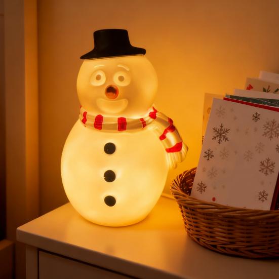 USB Powered Snowman Night Light Cute Christmas Desk Lamp with Warm Glow Holiday Decor for Office Bedroom