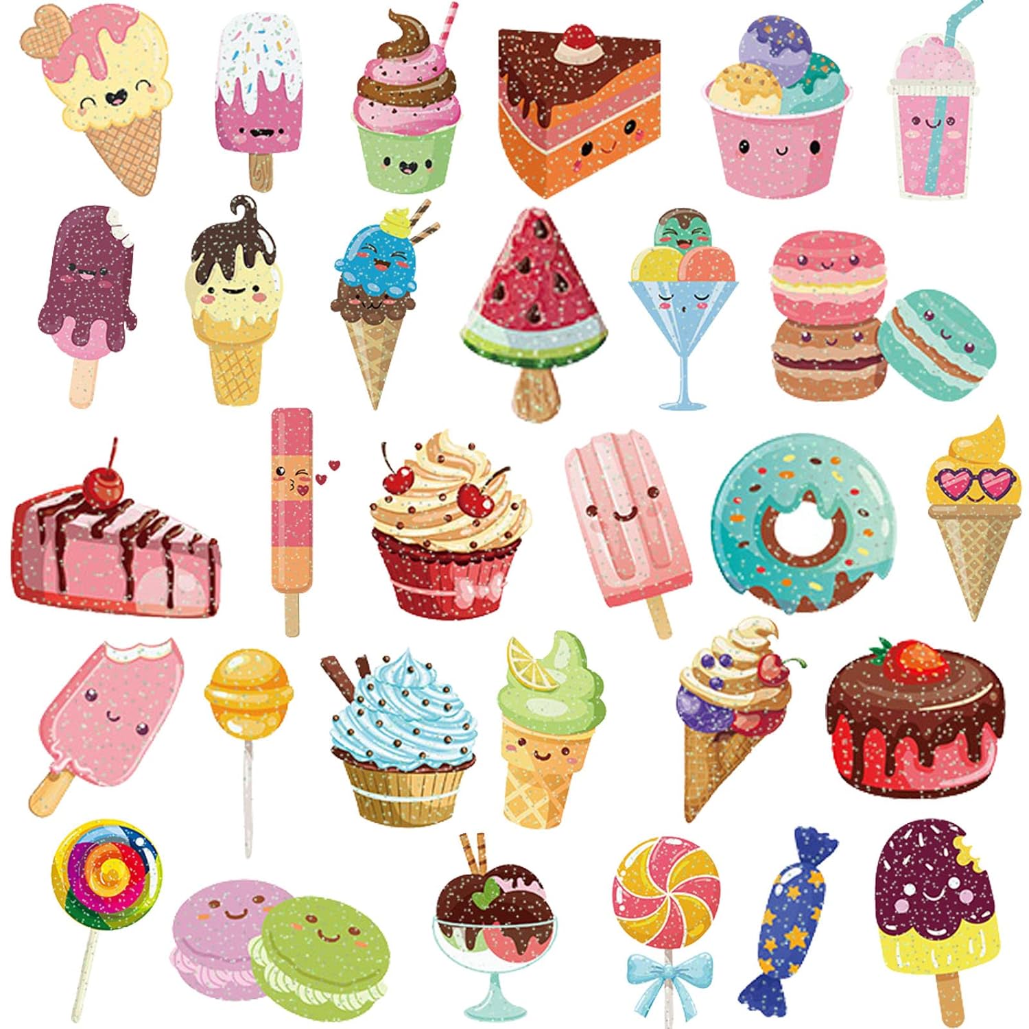 

Glitter Ice Cream Temporary Tattoos For Girls - 120 Glitter Styles, Ice Cream, Lollies, Donut Cake Tattoos - Sweet Summer Tattoo