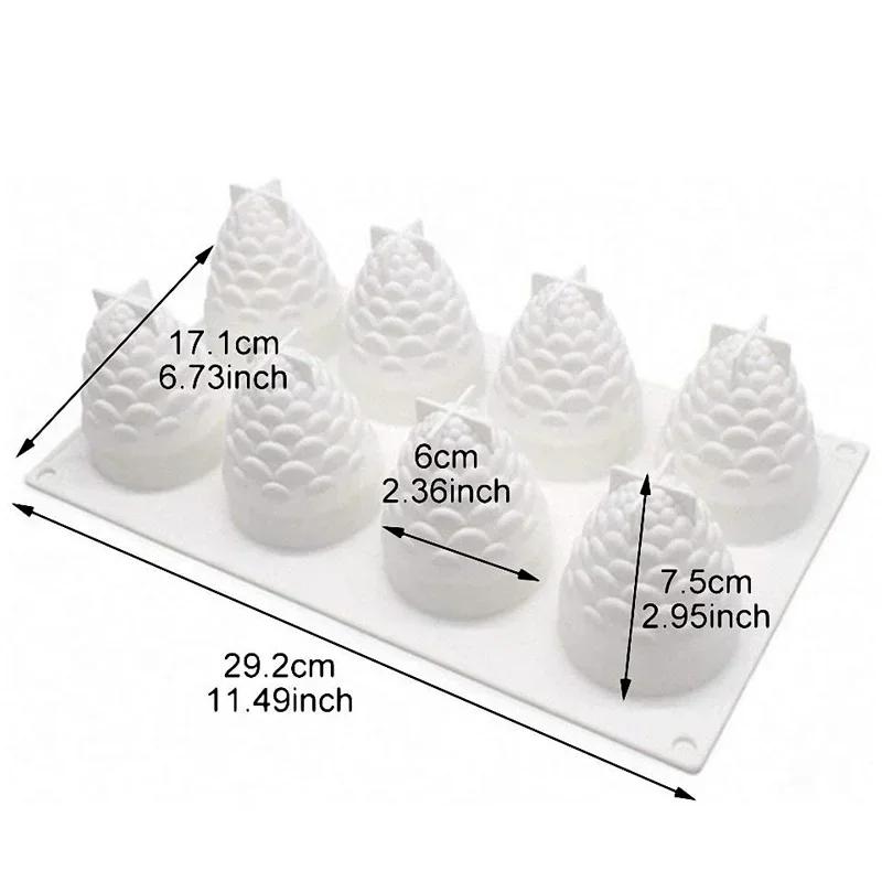 

3D Fruit Shape Silicone Cake Mold Baking Tool Decorative Mold Pine Cone Pineapple Shape Non-Stick Baking Pan белый