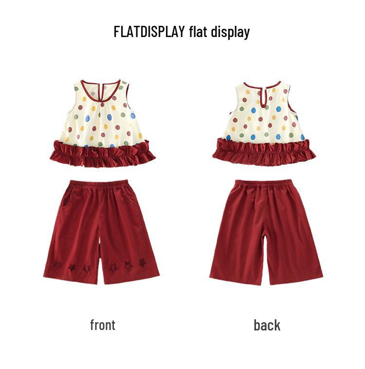 Girls' Colorful Polka Dot Vest & Star Pants Set - 2026 Summer Casual Outfit