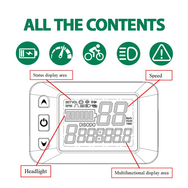 Wired E-Bike Computer Waterproof Multifunctional Display with Speed, Odometer, Backlight for Indoor Training Outdoor Commuting