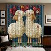 2pcs Cute Cartoon Sheep Print Perforated Blackout Curtains In Multiple Sizes For Living Room And Bedroom Insulation Decoration