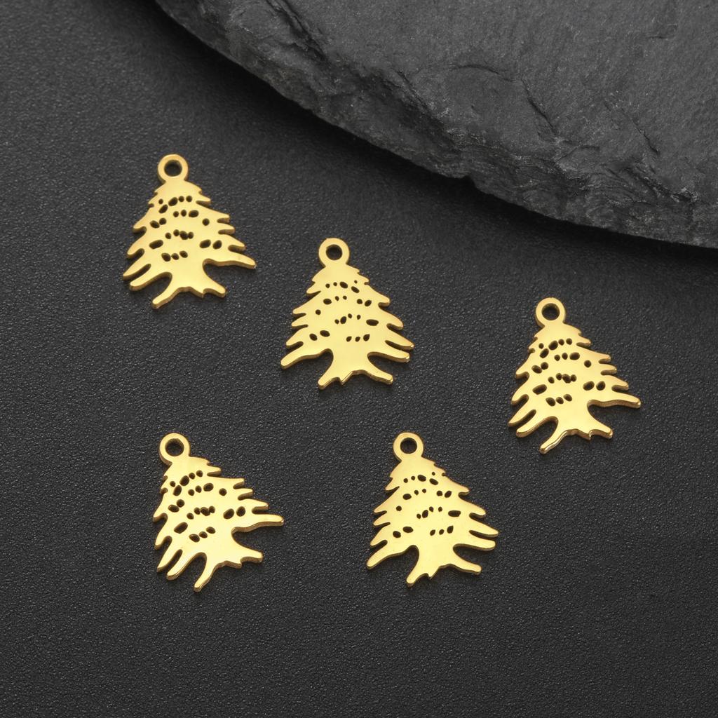 Teamer 5pcs/Lot Lebanon Cedar Stainless Steel Charms For Necklace Bracelet Earring Making Fashion Accessory Amulet Jewelry 2026