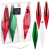 Shatterproof Christmas Baubles Icicles Red Green White 15 Cm 4 Pcs.