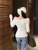 Bowknot Cold Shoulder Knit Top - Women's Slimming Autumn Chic with Long Sleeves