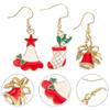 3 Pairs Xmas Tree Earrings Xmas Bell Earrings Xmas Hat Earrings Decorative Earrings Dangle Earrings