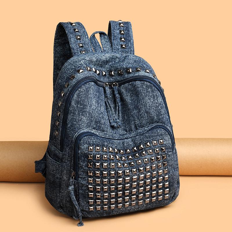 Mochila com Rebites Mochila Punk de Brim