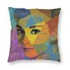 Audrey Hepburn Face Square Pillowcase Polyester Linen Velvet Creative Zip Decorative Bed Cushion Cover