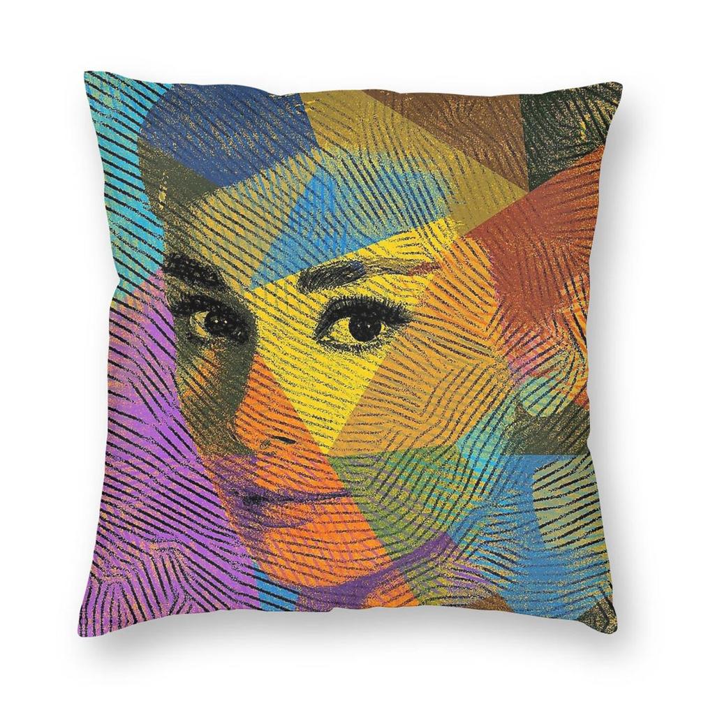 Audrey Hepburn Face Square Pillowcase Polyester Linen Velvet Creative Zip Decorative Bed Cushion Cover