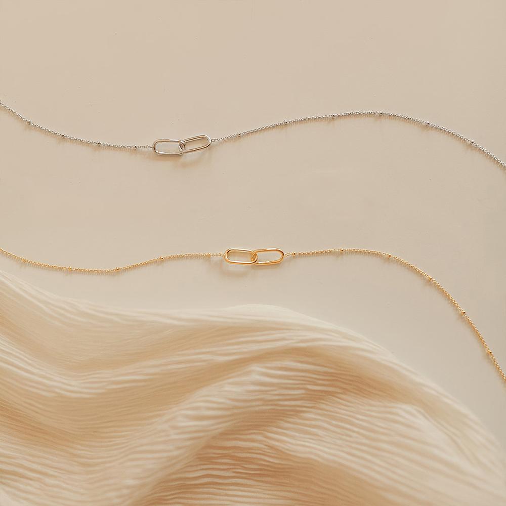 eManco Fashion Stainless Steel Link Infinity Necklace Geometric Double Paperclip Pendant Women's Simple Jewelry