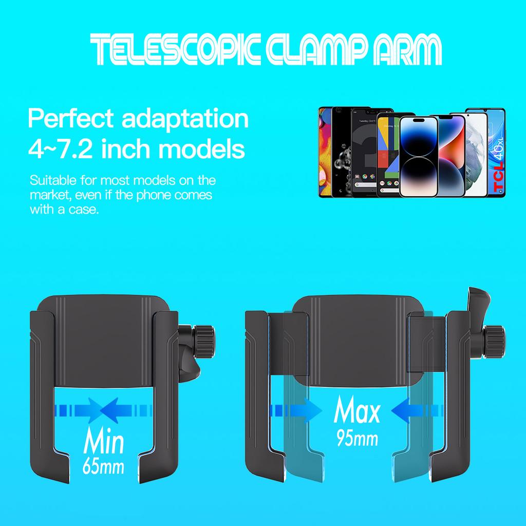 360 Rotation Motorcycle Phone Holder,Bicycle Handlebar Mount Bracket GPS Stand for Smartphone 4-7 inch,Anti-Shock Bike Accessory