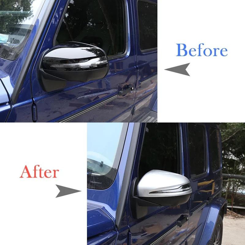 2pcs Carbon Fiber Side Rearview Mirror Cap Cover Trim For Mercedes Benz G GLE GLS Class W463 -21 ABS Plastic Car
