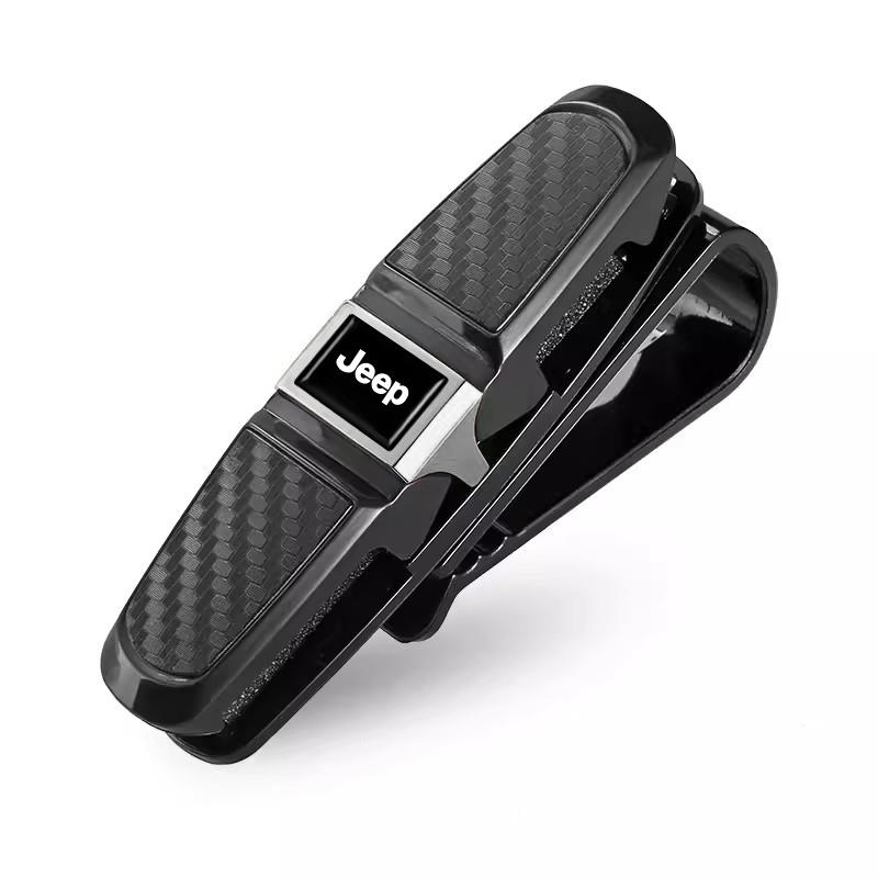 Car Glasses Case Auto Sun Visor Glasses Holder Clip For Jeep Renegade Compass Grand Cherokee Wrangler jk Gladiator Patriot AJP1