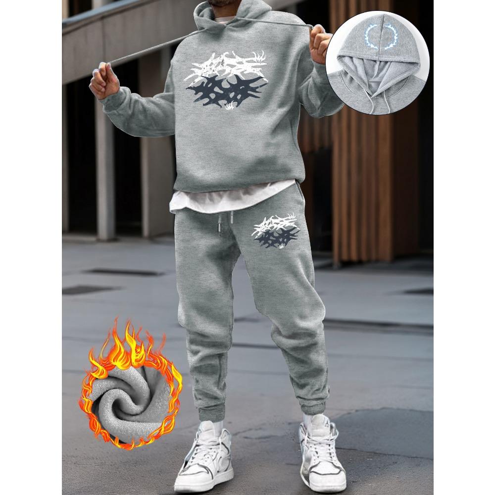 

Зимняя мода Принтованная толстовка и джоггеры, Удобный спортивный костюм для осени и зимы, Свободный и повседневный XXL