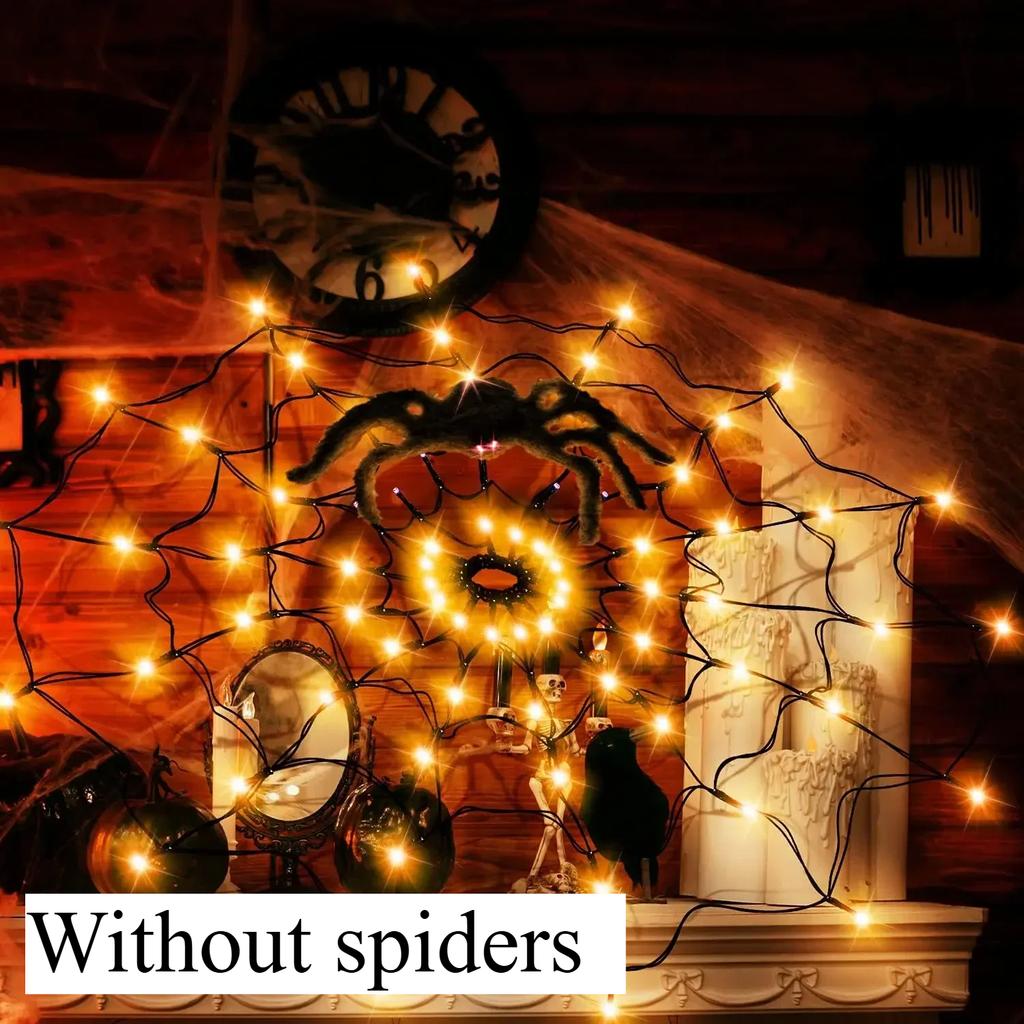 Halloween LED Light String Ghost Festival Decoration Ghost House Party Decoration Atmosphere Light Spider Web Colorful Light