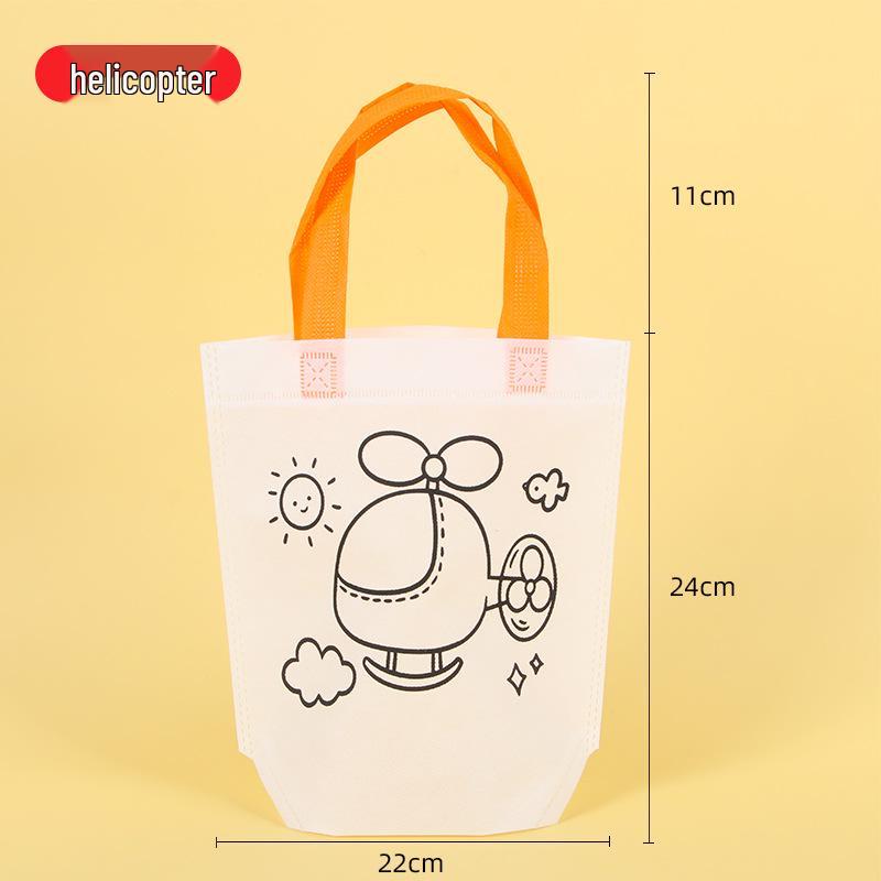 Kids' DIY Cartoon Painting Tote Bag - Non-Woven Fabric for Kindergarten Art