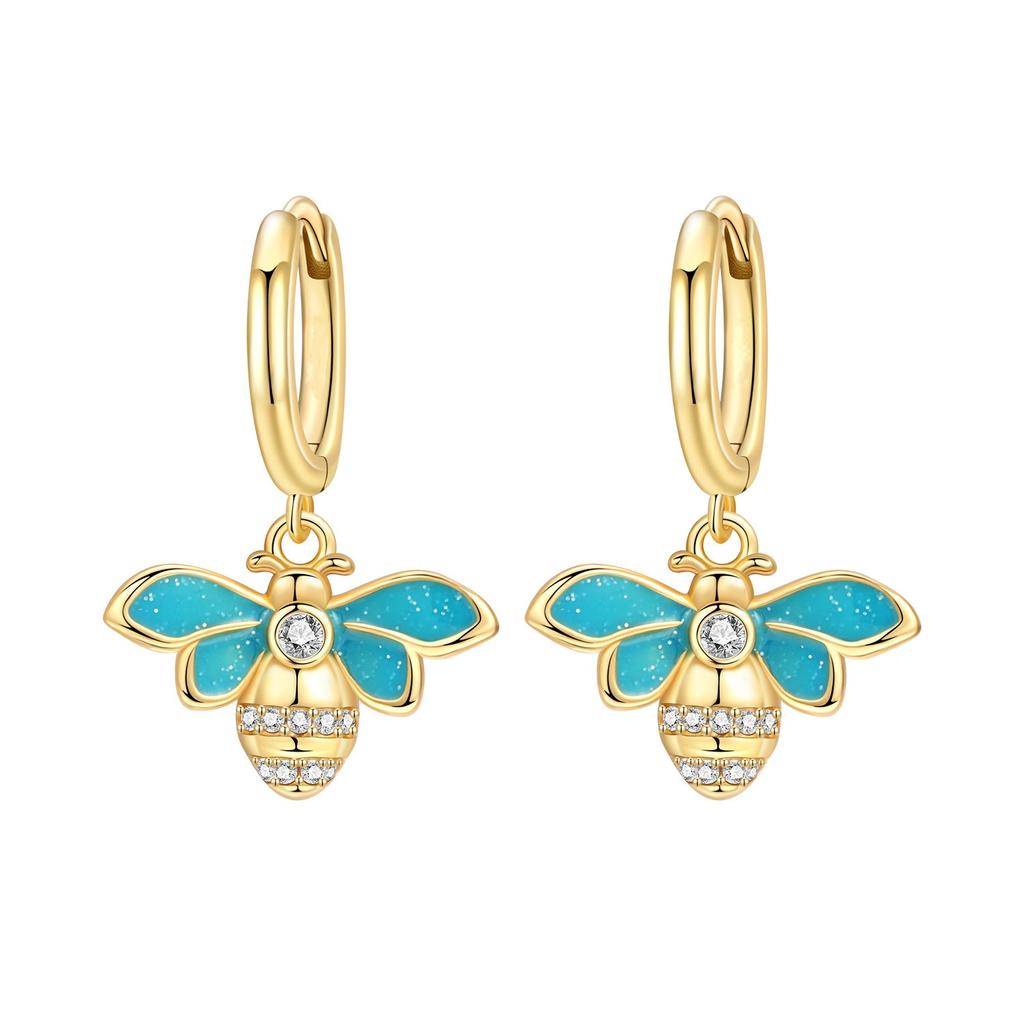 Cute Animal Silver Plated Earrings Cat Dragonfly Zircon Earrings Earrings Daily Versatile Accessories