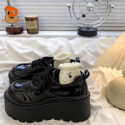 Kleiner Mann Plateau Muffin Kleine Lederschuhe 22 Frühling Neu Retro Britischer Stil Schnürung Rock Einzelne Schuhe