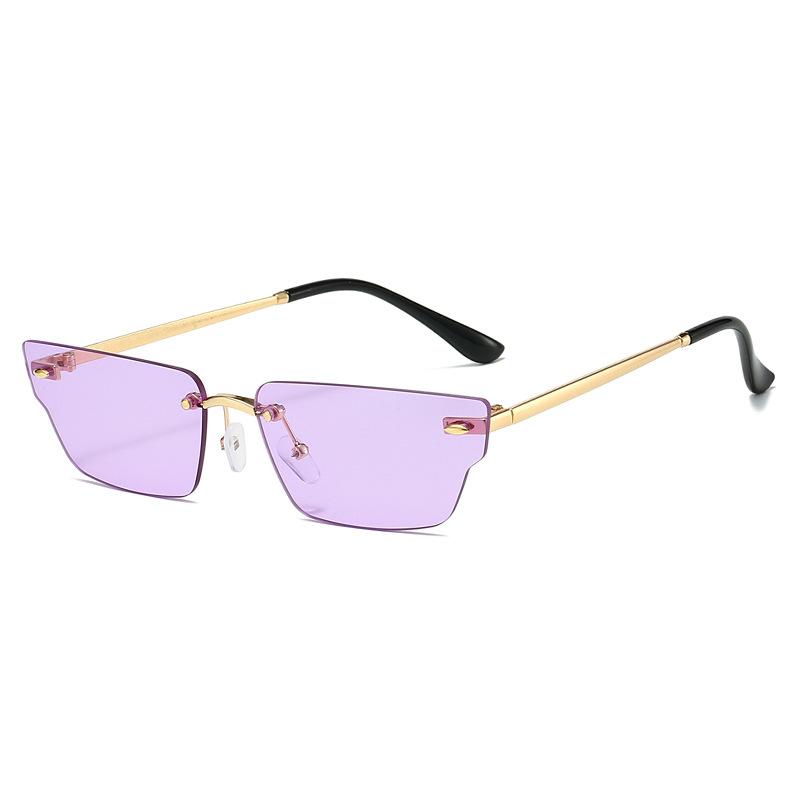 New trimmed square sunglasses European and American fashion trend sunglasses female Internet celebrity street shooting style frameless sunglasses