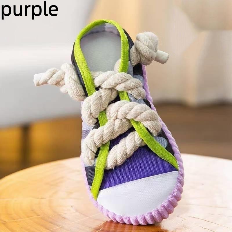 Dog Toy Squeaky Slipper Chewing Dental Rope Knot Corgi Teddy Boredom Buster Pet Energy Burner