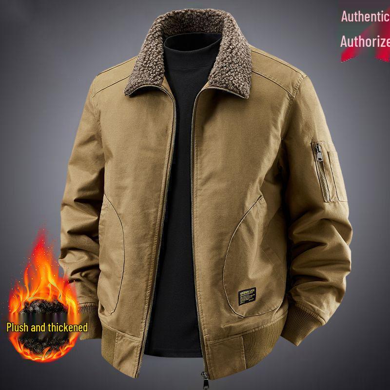 Men s Retro European & American Winter Workwear Jacket - Cotton Padded, Plus Velvet, Thickened, Warm & Casual. M for 80-120 kg