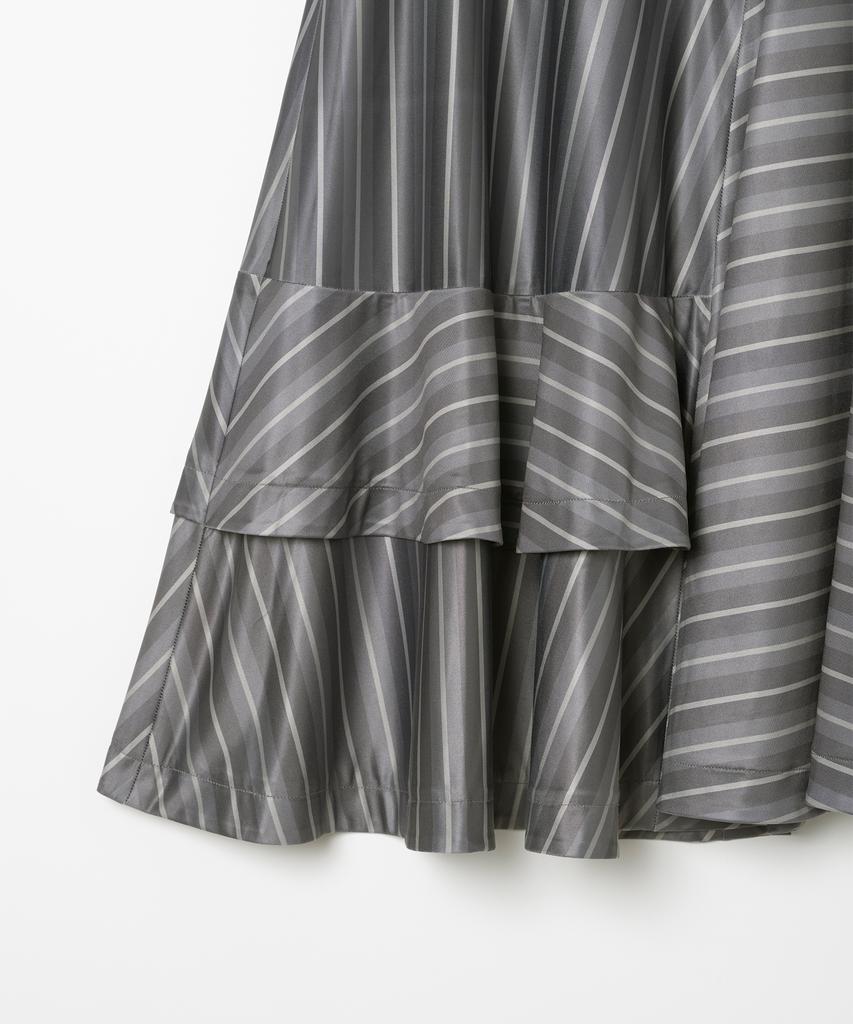 Milo Woman Asymmetric Stripe Midi Skirt [Charcoal]