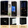 Vetrina da Soggiorno 35*50*165cm, Finitura Lucida (Porte), Alto, Ampio Spazio di Archiviazione e Illuminazione a LED, Design della Superficie Ondulata ad Arco Concavo, Nero