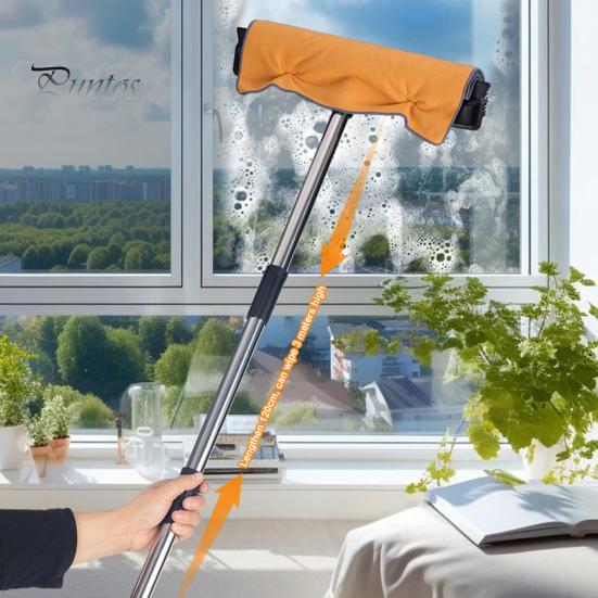 Balai 2 en 1 à long manche pour poils d'animaux avec raclette, brosse légère pour enlever les poils, poignée ergonomique, brosse de nettoyage multi-surfaces