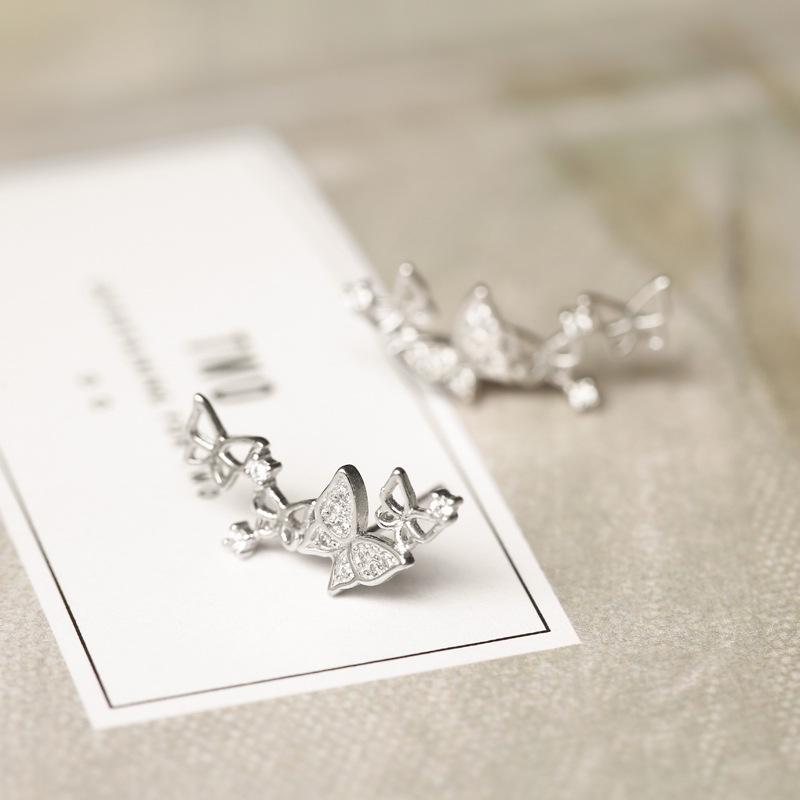 925 Sterling Silber Schmetterling Diamant Ohrringe für Damen - Schlichter, modischer Schmuck im koreanischen Stil