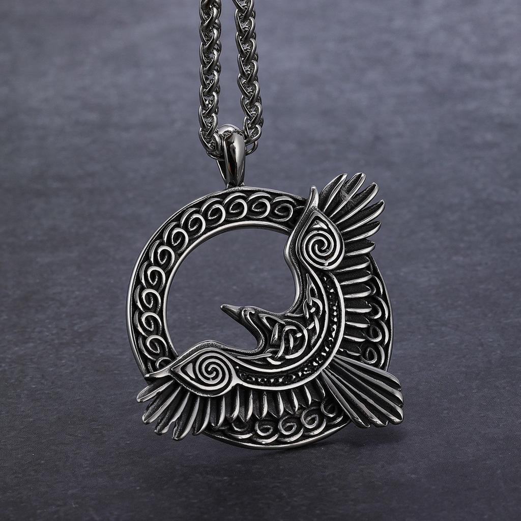 Vintage Nordic Rune Eagle Pendant Charm Men's Necklace Fashion Hip Hop Punk Accessories Jewelry Gift Dropship