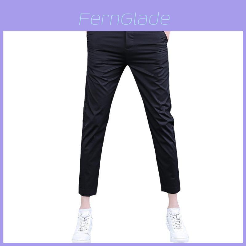 Young Men Summer Slim Fit Business Casual Pants With Stretch Cotton For Daily Wear