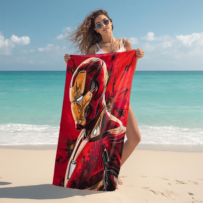 1Pc Iron Man Tech Hero Beach Towel Microfiber Beach Towel Thin Absorbent For Beach Swimming Yoga Bath Sports 0917273