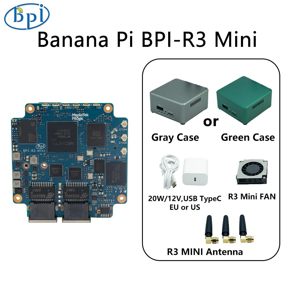 

Плата мини-маршрутизатора Banana Pi BPI-R3 MediaTek MT7986 ARM A53 2G DDR4 8G eMMC Поддержка Wi-Fi 6 и 2 порта 2,5GbE Маршрутизатор с открытым исходным кодом