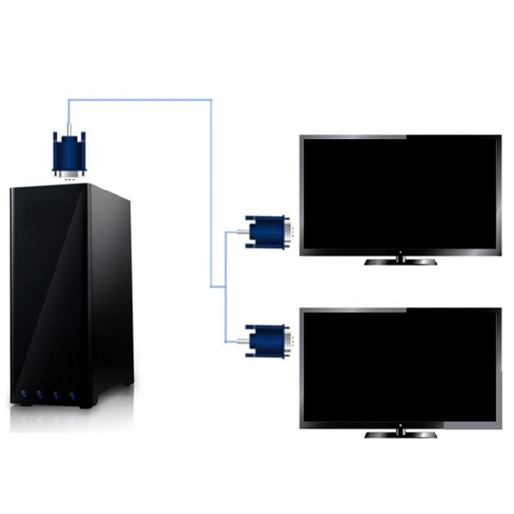 7.87inch VGA 1 Male to 2 Female Adapter Cable Support 1080P for Convenient Multi Monitors Setsup in Various Environment