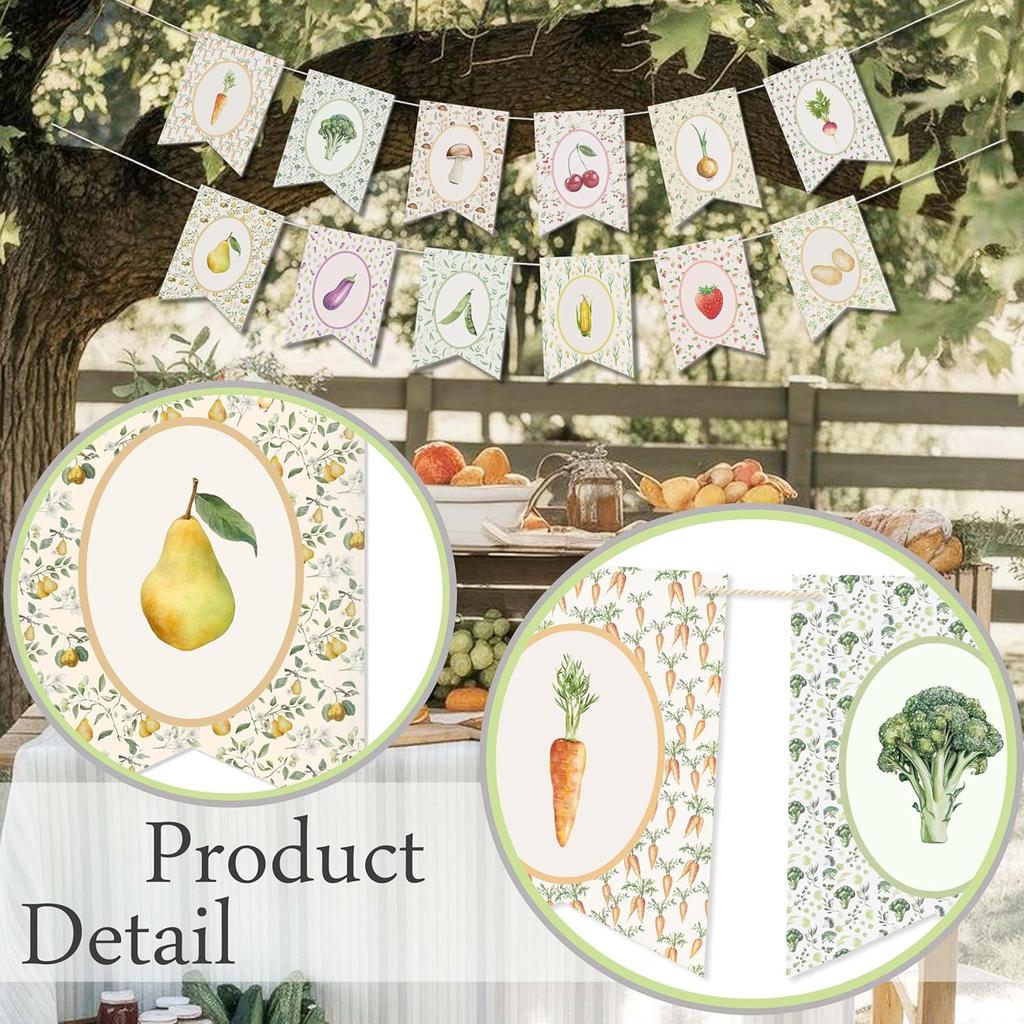 Locally Grown Baby Shower Bunting Banner, Vegetable Farmer's Party Decorations for Kids Produce Stand Farmers Market Bridal Shower Party Bachelorette
