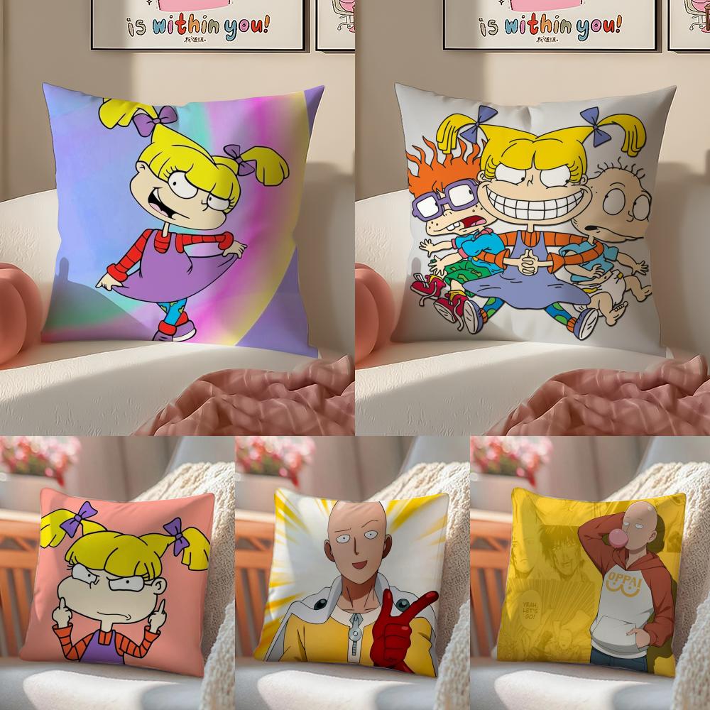 Cute Animated RRugrats In Paris Cushion Cover Linen Pillowcase Cover Soft Decor for Sofa Home Room