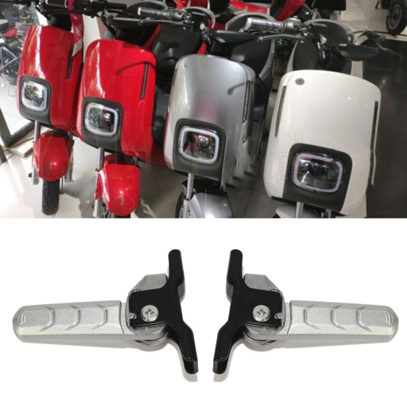 Rear Seat Step Rest for Electric Bikes, Metal Footrest Pair with Grooved Contact Area and Swing-Back Base for Daily Travel Support Use