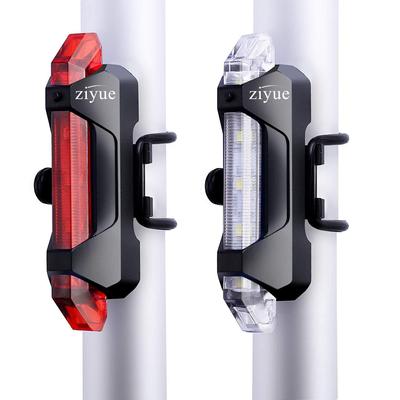 Ziyue Sicherheitslicht Fahrradrücklicht USB wiederaufladbar Hohe Helligkeit LED wasserdicht 4 Beleuchtungsmodi Rücklicht (Rot-Weiss)