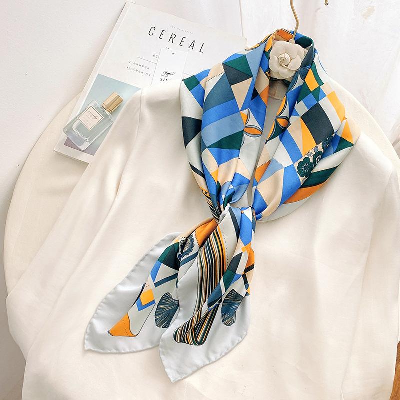 Summer new ink painter hand curling 91 square scarves in stock simulated silk twill temperament shawl manufacturer