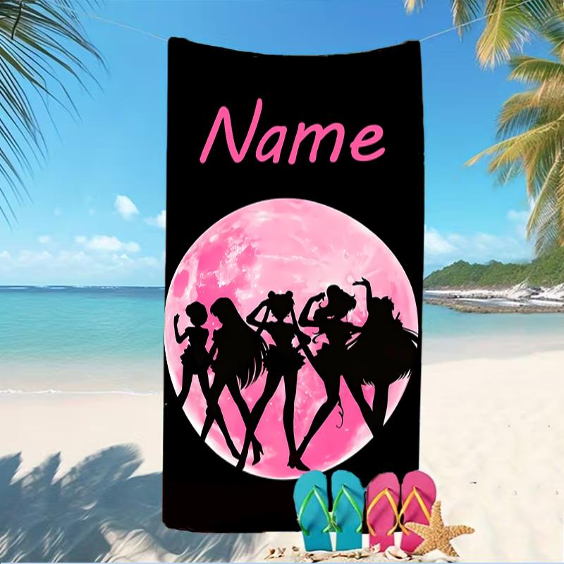 Customizable personalized beach towels Sailor Moon themed designs.Suitable for the beach, yoga, sports;ideal as beach accessories