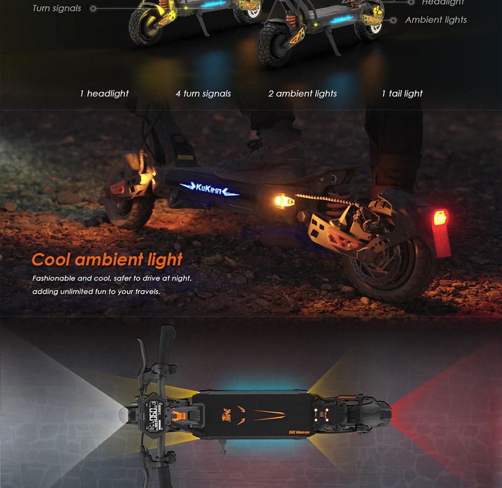 Electric Scooter Adult Kukirin G2 Master 1200Wx2 Dual Motor Electric Scooter Foldable Top Speed 60Km/h 52V 20.8AH Range 70Km Load 120Kg
