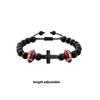 Sports Themed Wooden Crucifix Bracelet For Men Natural Wood Beads Black Woven Cord Inspirational Jewelry Gift