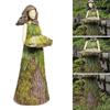 1Pc Mini Fairytale Forest Girl Bird Feeder Resin Crafts for Outdoor Courtyard Garden Patio Decoration