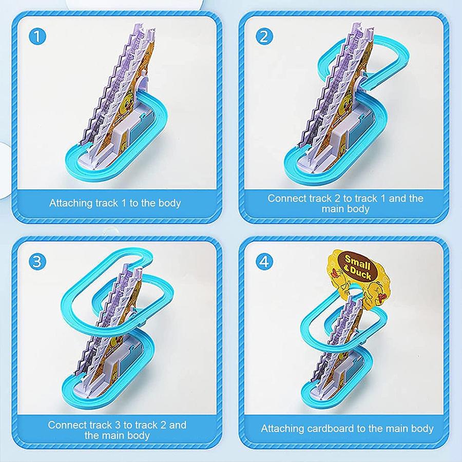 Stair-climbing duck queue track sliding duck music lighting kidsren's educational play house memory counting science and education toys