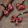 Fashionable Red Butterfly Bow Female Texture Trendy Pendant Necklace
