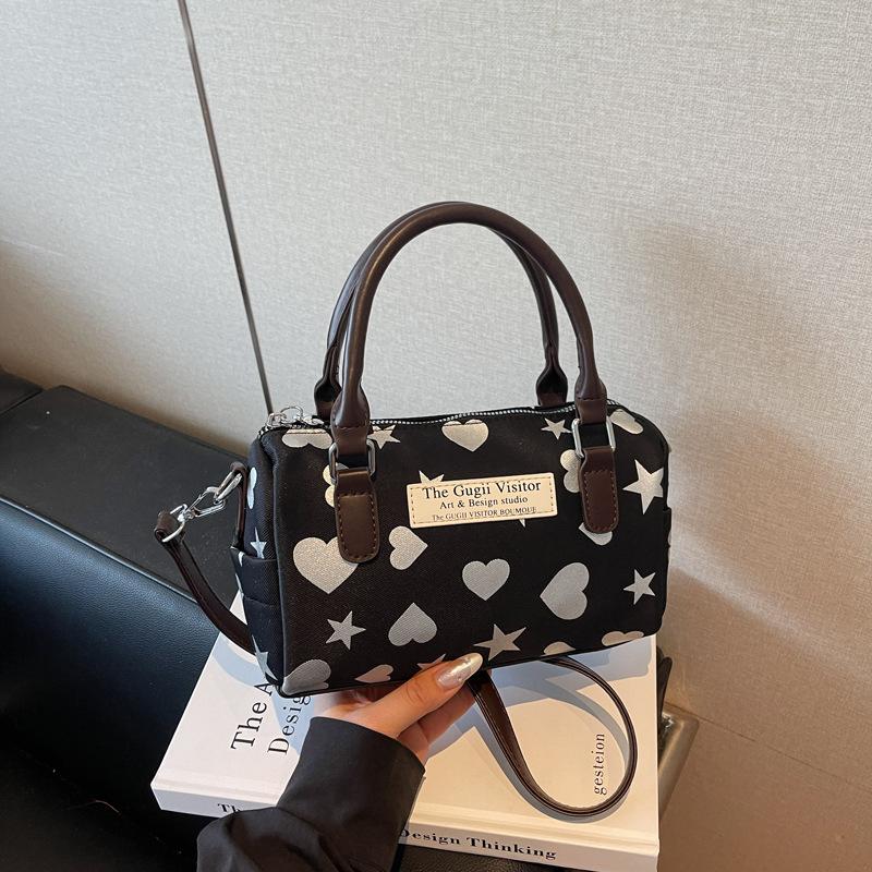 Love Printing Contrasting Color Handbag Women's Summer New Sweet and Fresh Shoulder Bag Fashionable Oblique Span Bag