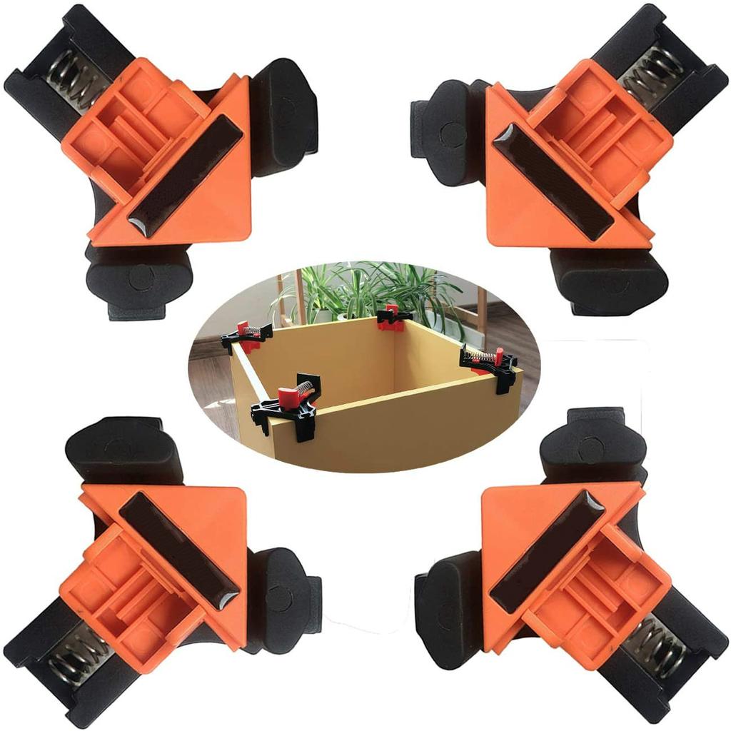 Woodworking 90° Right Angle Clamps Adjustable Spring Corner Fixers for Photo Frame Cupboard DIY Drilling Positioning