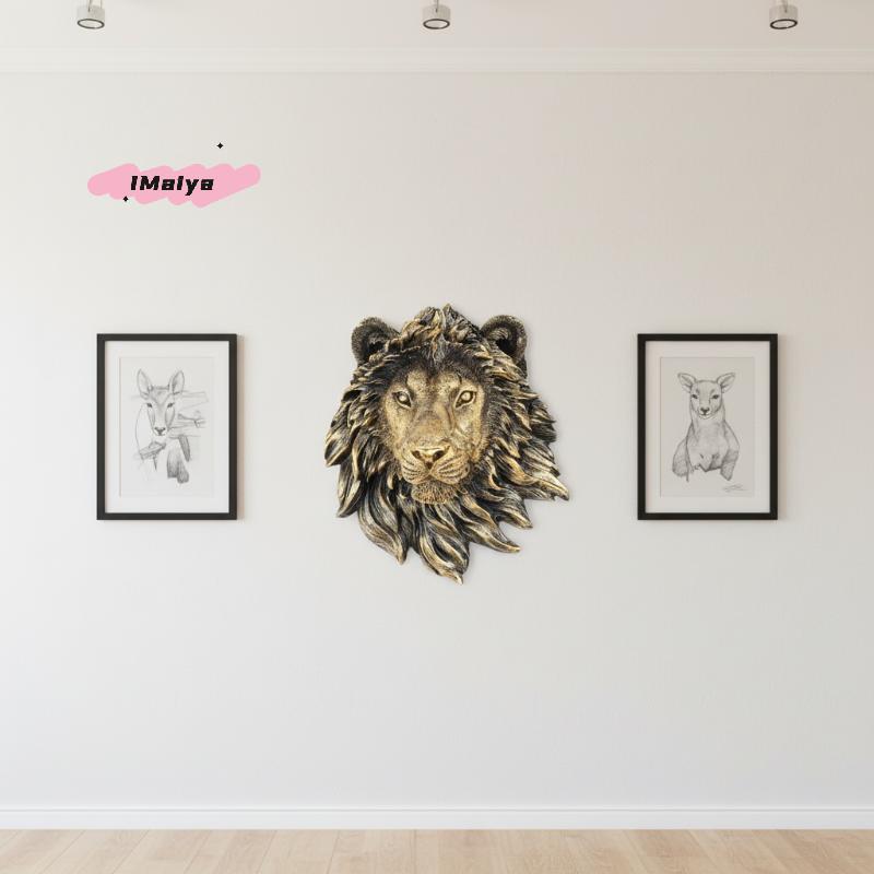 M-Animal Head Wall Statue Resin Lion Head Wall Decor for Vintage Home Living Room Bedroom Decoration Unique Art Sculpture