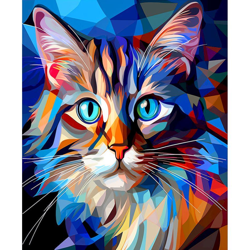CHENISTORY Paint By Numbers Colorful Cat Animal Acrylic Drawing Canvas Wall Art Oil Painting By Numbers DIY Home Decoration